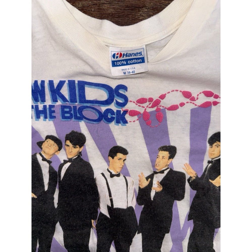 New Kids On The Block NKOTB Hefty Tag Tour Merch T-Shirt VTG 1989 Mens Medium - Picture 3 of 7